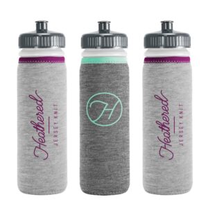 Van Metro Heathered Jersey Knit Sport Bottle w/Sleeve & Push-Pull Lid
