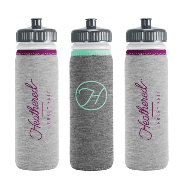 Van Metro Heathered Jersey Knit Sport Bottle w/Sleeve & Push-Pull Lid