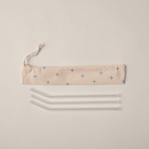 Pouch For Reusable Straws - Muslin (w/Straws)
