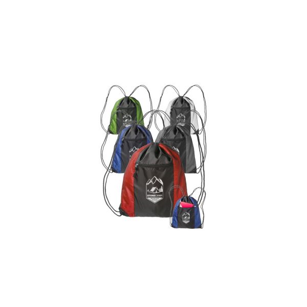 Beyer Zipper Pocket Drawstring Backpacks