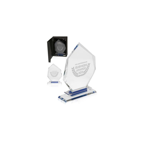 Slanted Heptagon Glass Trophies Awards