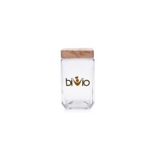54 Oz. Square Glass Candy Jars with Wooden Lid