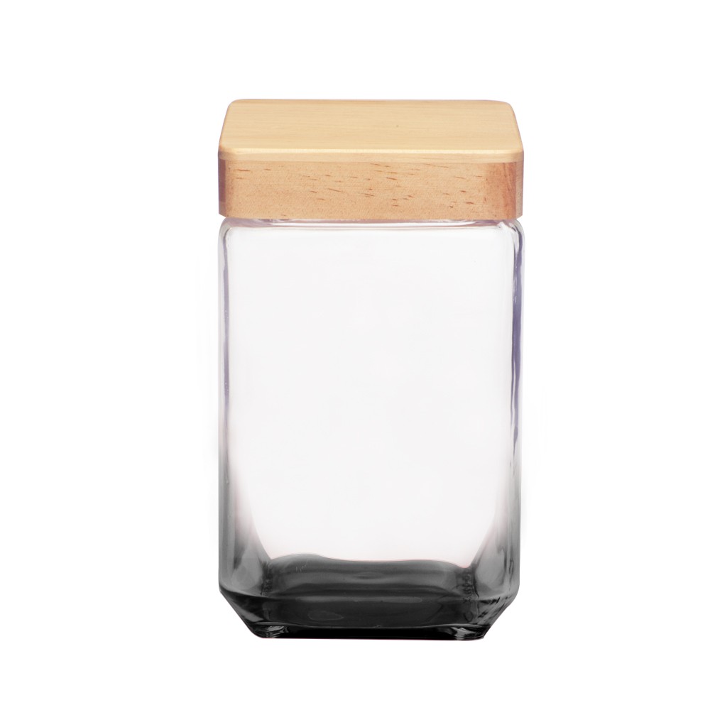 54 Oz. Square Glass Candy Jars with Wooden Lid