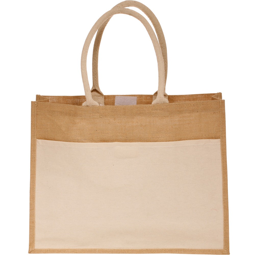 Canvas Pocket Jute Tote Bags (17.75"x13.75")