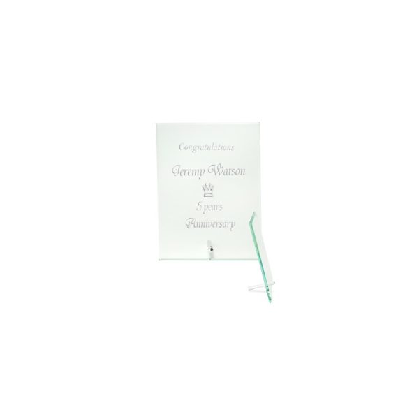 Small Jade Glass Plaque Awards with Stand