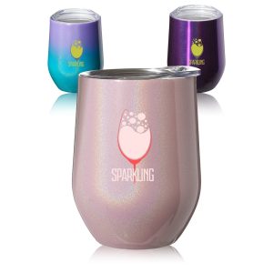 11 Oz. Vacuum Iridescent Stemless Wine Glasses with Lid