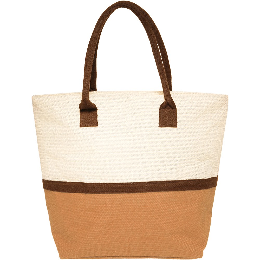 Two-Tone Jute Beach Tote Bags (17.5"x13.5")