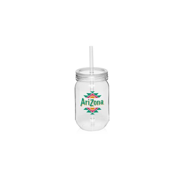 24 Oz. Plastic Mason Jars with Straw