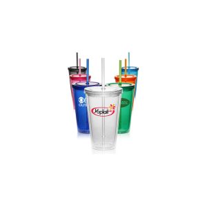 16 Oz. Double Wall Acrylic Tumblers w/Straws