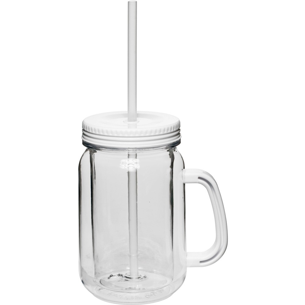 17 Oz. Double Wall Mason Jars w/Straw