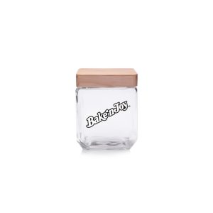 41 Oz. Square Glass Candy Jars with Wooden Lid