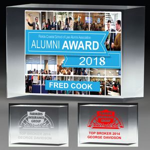 1 1/4" Thick Freestanding Acrylic Awards - 6" - 4 Color Process