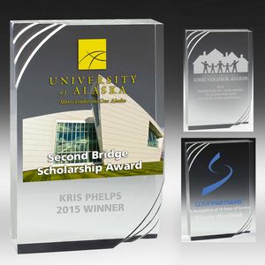 1 1/4" Thick Freestanding Acrylic Awards - 6" - Screen Printed