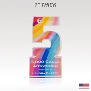 1" USA-Made Acrylic Numerals Style 5 â€“ Plus Series