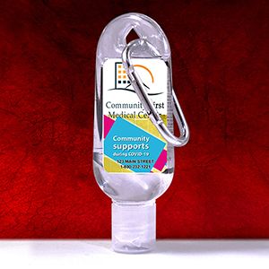 1.0 oz Hand Sanitizer Antibacterial Gel in Flip-Top Bottle with Carabiner