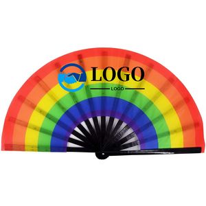 13 Inch Folding Hand Rave Bamboo Gay Pride Rainbow Fan