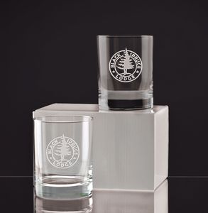 14 Oz. Deep Etched Executive Double Old Fashion Gift Set of 2