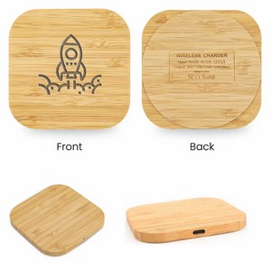 15W Square Bamboo Wireless Charging Pad