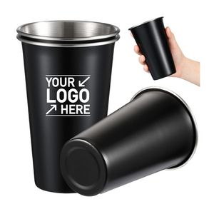 16 Oz. Black Shatterproof Stainless Steel Cups
