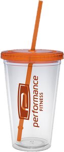 16 Oz. Carnival Cup w/Colored Straw & Colored Lid