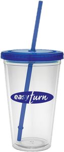 16 Oz. Carnival Cup w/Colored Straw & Colored Lid