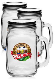 16 Oz. LibbeyÂ® Handle Mason Jars w/ Lids