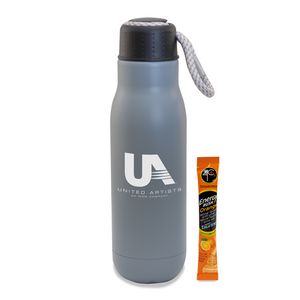 16 Oz. Matte Stainless Steel Insulated Bottle w/Bungee Lid And Energy Mix