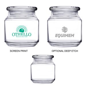 16 Oz. Round Glass Candy Jar w/Lid (Screen Printed)
