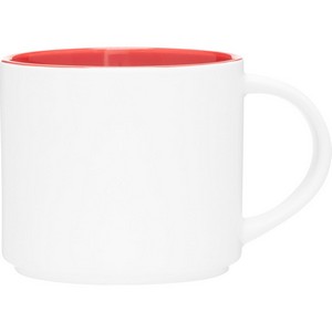 16 oz Monaco Ceramic Mug (Matte White/Red)