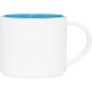16 oz Monaco Ceramic Mug (Matte White/Sky Blue)