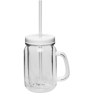 17 Oz. Double Wall Mason Jars w/Straw