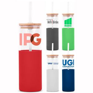 18 Oz. Glass Tumbler w/Bamboo Lid