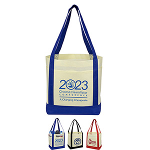 18"W x 12"H x 7" Gusset - "THE CRUISER" Faux Canvas 3-Pocket Value Tote