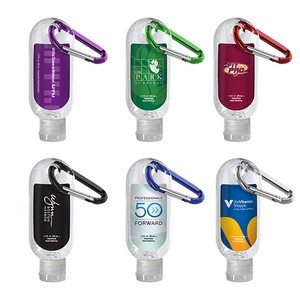 1.9 oz. Clear Sanitizer in Clear Bottle with Carabiner