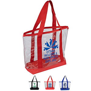 19"W x 13 Â½"H x 6"Gusset - "BONDI" Jumbo Clear Zippered Tote Bag
