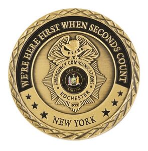2" Brass Challenge Coin w/Antique Gold Plating