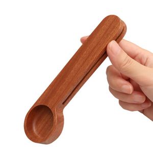 2 In 1 Wooden Coffee Scoop Bag Clip Beech Measuring Spoon