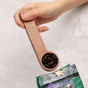 2 In 1 Wooden Coffee Scoop Bag Clip Beech Measuring Spoon