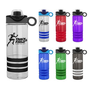 24 Oz. Sergeant Stripe Tritan Bottle w/Snap On Silicone Loop Handle Lid & Stripe Bands