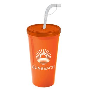 24 Oz. Stadium Cup w/Flex Straw & Lid