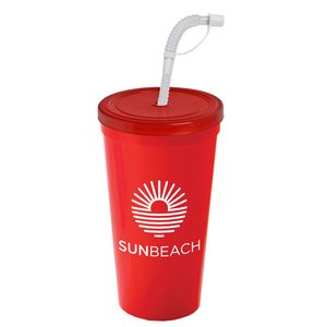 24 Oz. Stadium Cup w/Flex Straw & Lid
