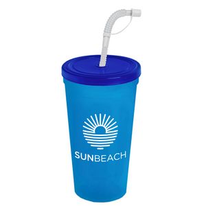 24 Oz. Stadium Cup w/Flex Straw & Lid