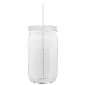 27 Oz. Clear Mason Jar w/Straw Lid