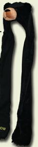 36" Black Bear Mascot Hoodie Hat w/ Attached Mittens