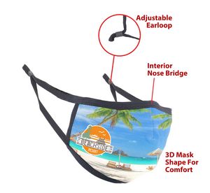 3D Shape Full Color Sublimation Mask with Adjustable Earloop