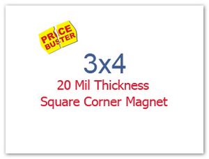 3x4 Square Corners Indoor Magnets - 20 Mil
