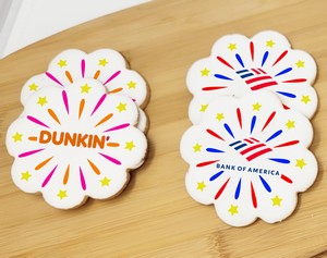 4" Fireworks Shaped Logo Sugar Cookie