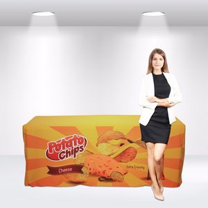 4' Fitted Table Cover with Open Back in Full Color Overall