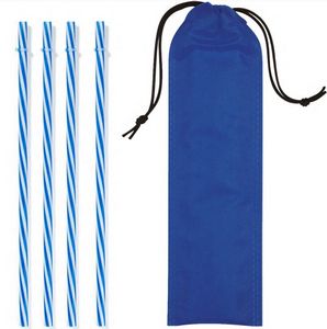 4 Reusable Straws in Drawstring Pouch