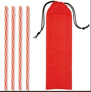 4 Reusable Straws in Drawstring Pouch